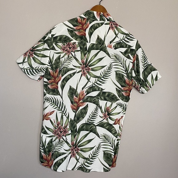 Topman Hawaiian Shirt Mens Size Small Short Sleeve‎ Floral Green White Pink - Picture 5 of 11